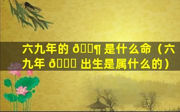 六九年的 🐶 是什么命（六九年 🐒 出生是属什么的）